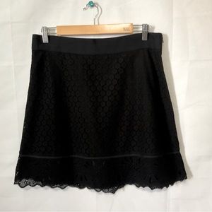 Ann Taylor Loft black lace / eyelet mini skirt with hidden side zip Size 10